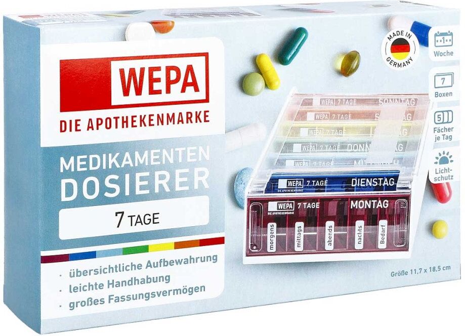 Wepa Medikamentendosierer 7 Tage Regenbogen/UV-Schutz+