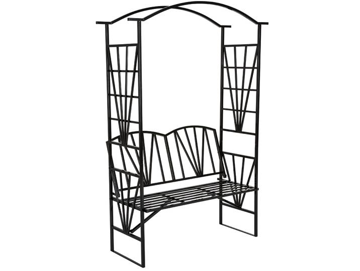 Arche de jardin avec banc intégré - noir