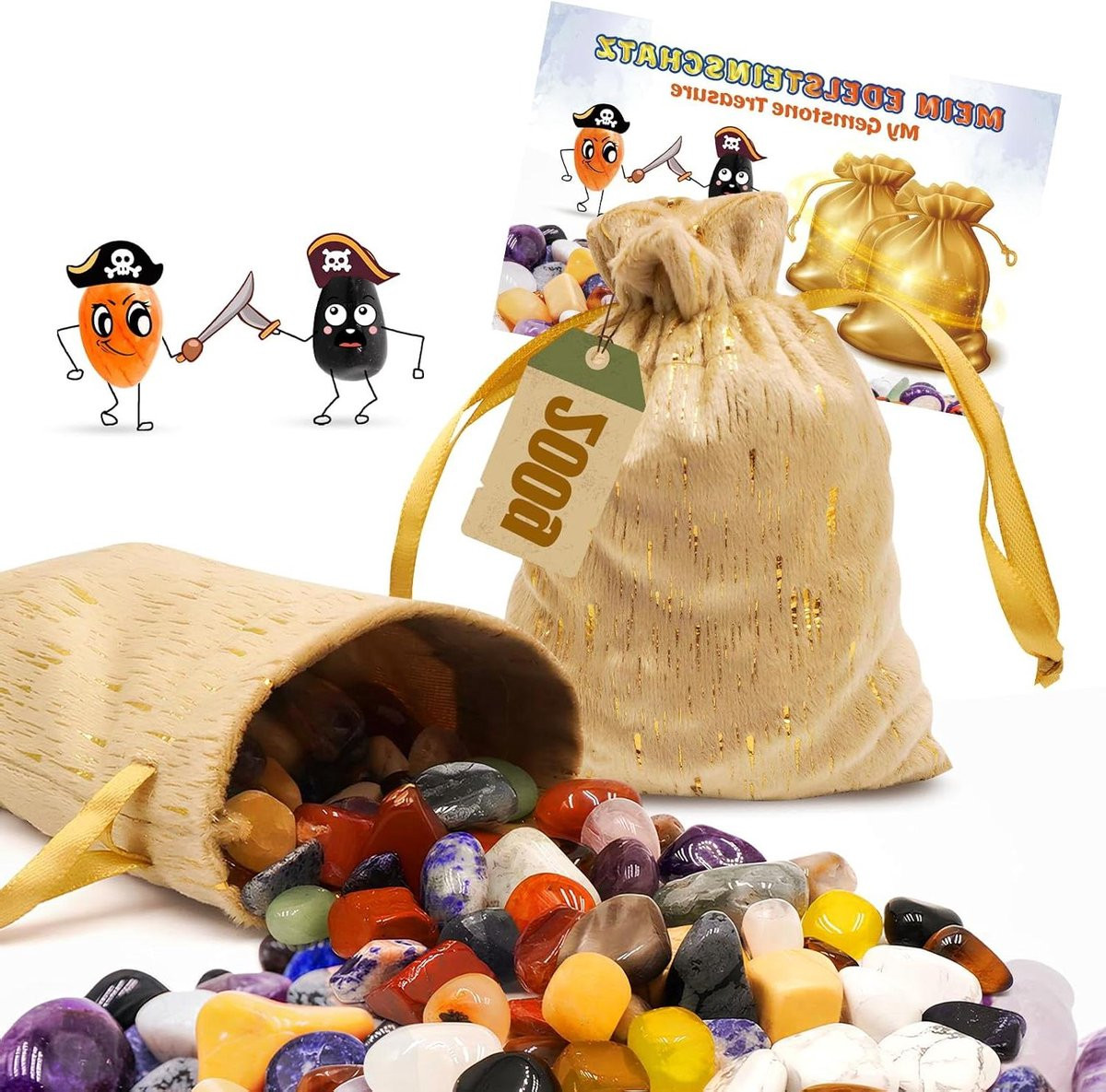 Edelstenen voor kinderen - Geluksstenen mix - 200 gram - Multicolor