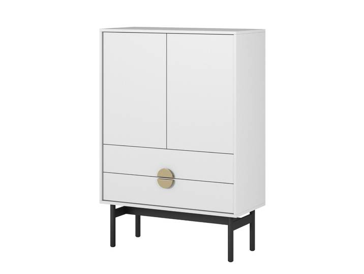 Selsey Stoon Ii - Buffet Haut Avec 2 Portes Et 2 Tiroirs - 85cm - Blanc