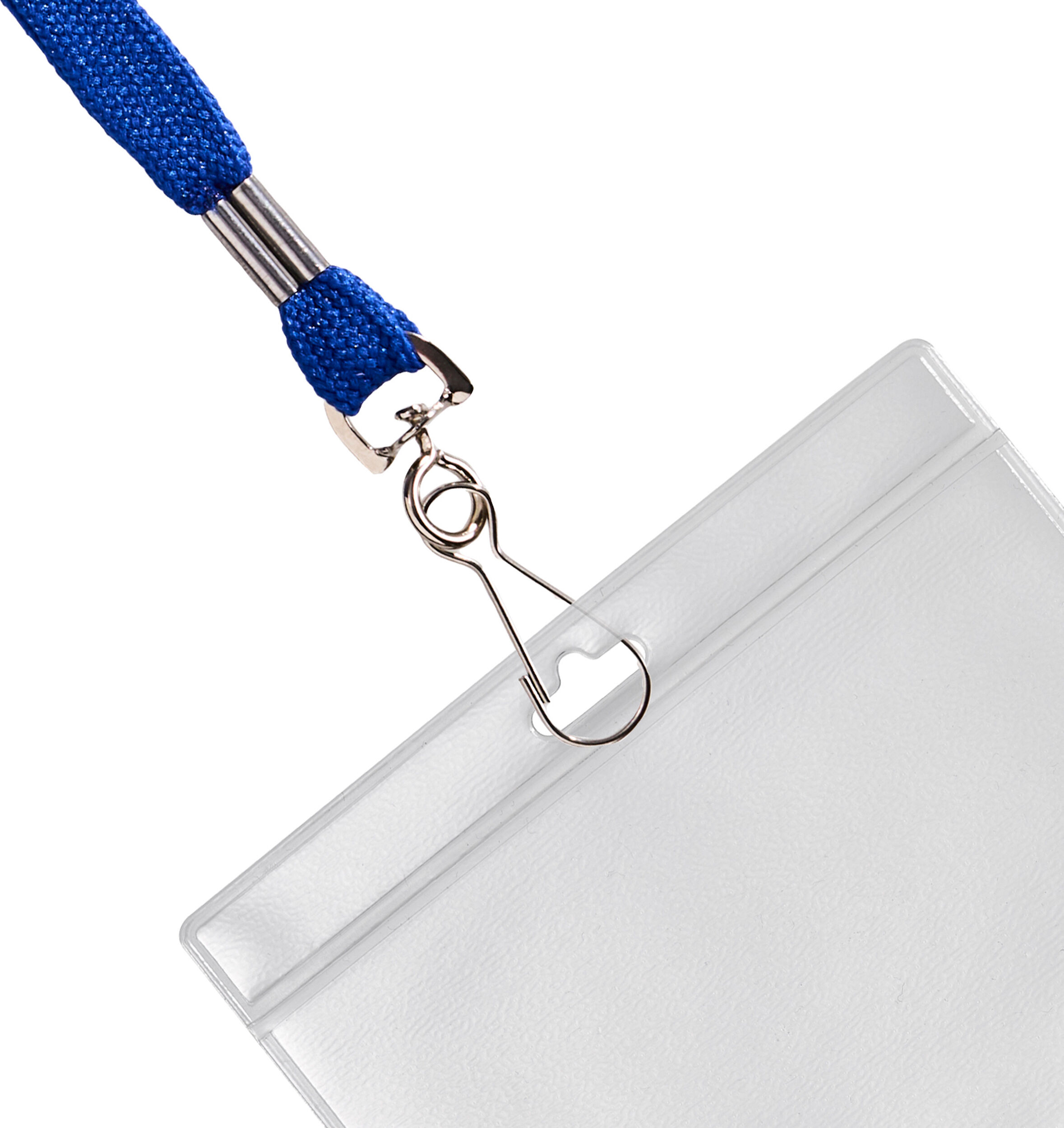 SPRINTIS 100 Unités - Porte-badge avec cordon format paysage   bleu   A7, PVC souple, polyester