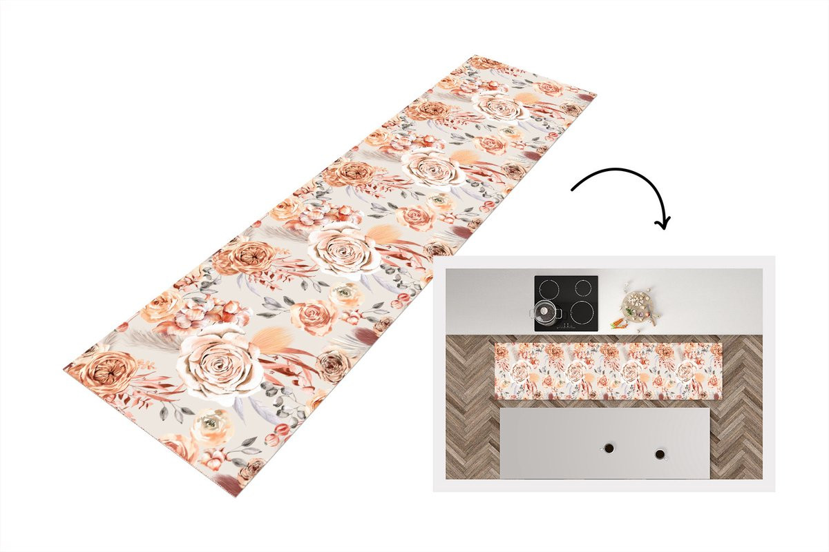 KitchenYeah Keukenloper Vinyl met Bloemenpatroon
