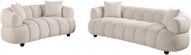 Coaster Whitney Contemporary Channel Tufted Woven Fabric Sofa Set Pebble