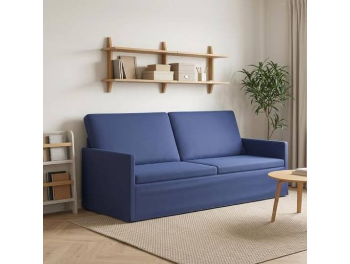 3-Sitzer Sofa Polizeiblau 190 x 81 x 82 cm Samt Metallrahmen,Kissenrücken,eckige Form,Samtoberfläche,Anleitung inklusive