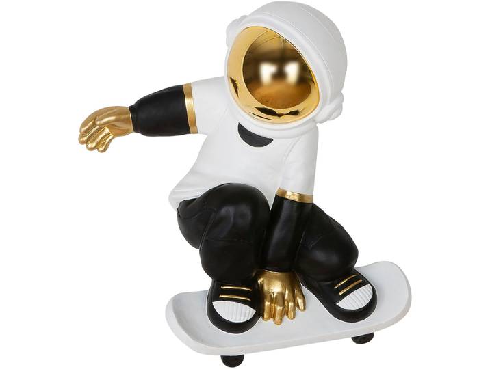 Wanddekoobjekt GILDE Wandobjekt Astronaut Skateboard schwarz; weiss H. 44,5 cm , schwarz-weiss (schwarz, weiß), B:38,5cm H:44,5cm T:14cm, Kunstharz, Wanddekoobjekte, Wanddekoobjekt