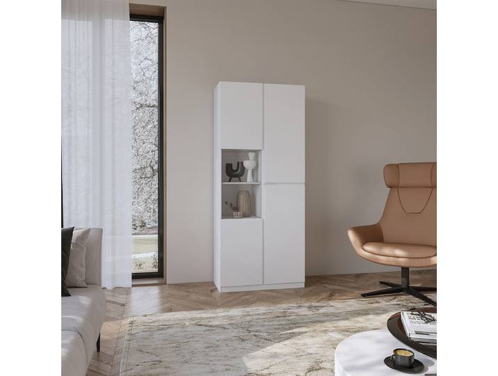 Buffet vitrine 79 x 188 x 40cm Blanc/Blanc