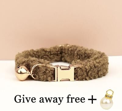 Happy Pet Pantry Customizable Laser Engraved Teddy Fur Cat Collar Bell: Autumn & Winter L 6