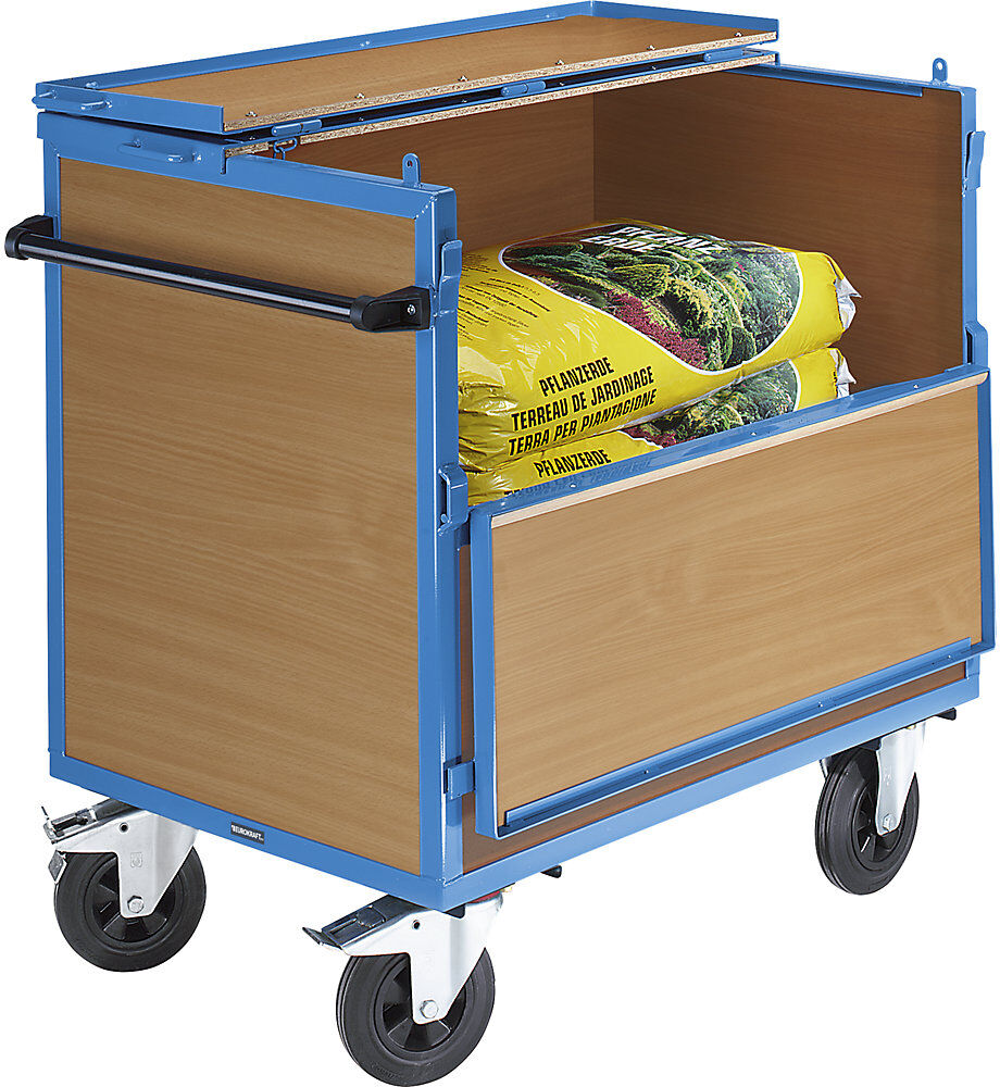 Kastenwagen, Wände aus MDF-Platten, mit Deckel, LxB 1050 x 700 mm eurokraft pro