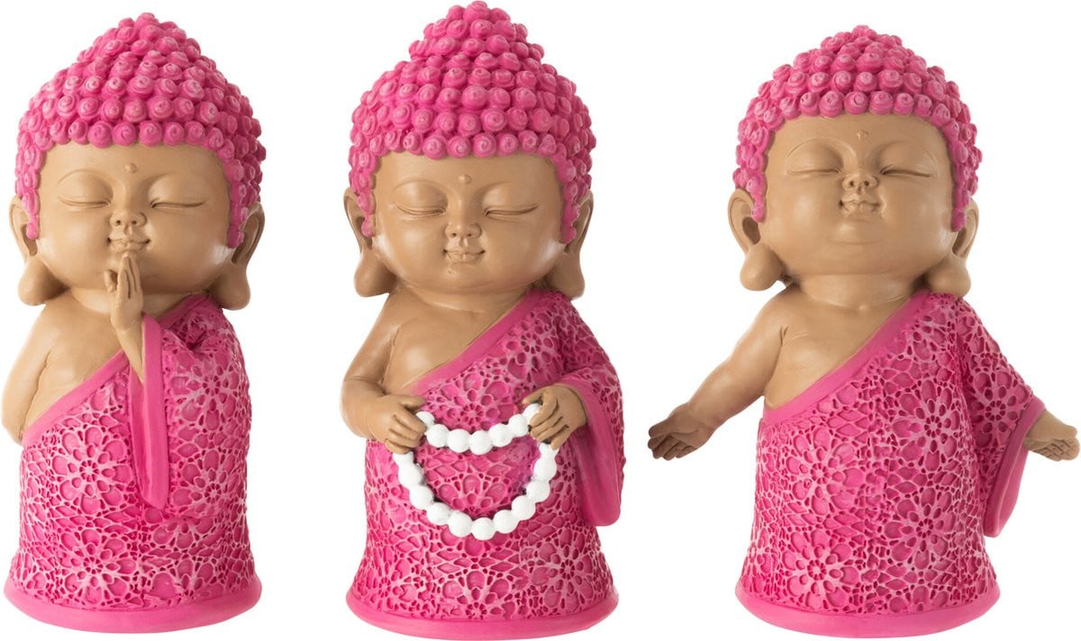 J-Line Monnik Ketting decoratie voor op tafel, roze, 3 stuks