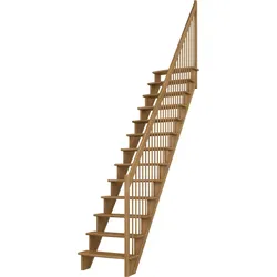 DOLLE Raumspartreppe Wangentreppe Lyon, 75 cm, Eiche,Geradelaufend,Holzgeländer rechts,versiegelt