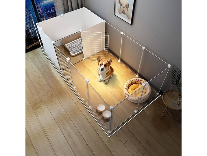 Clôture pour animaux de compagnie, combinaison gratuite d'isolation pour chiens, chenil d'intérieur de petite taille avec zone de toilette, clôture domestique, Cage pour chiens