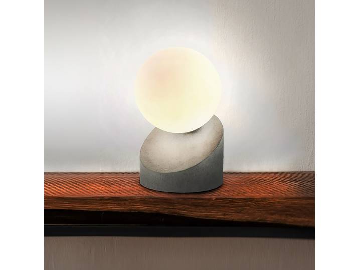 Lampe à poser Alisa Ø 10cm Blanc/Gris Matériau : Verre, Métal Surface en métal : Laqué Type de métal : Fer Type de verre : Verre opale LED G9