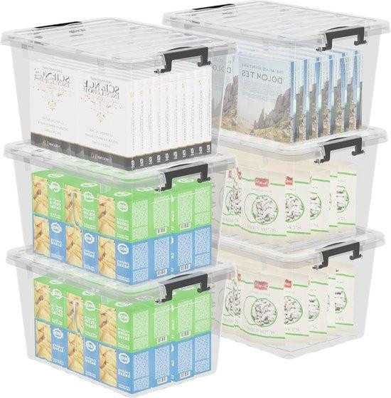 Famanu Transparante stapelbox met kliksluiting, 15 liter