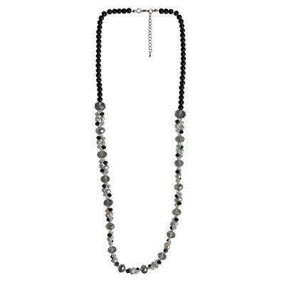 Collierkettchen STEUER "83cm Glasstein grau", schwarz, Halsketten, Damen, 83cm, Metall, L: 83