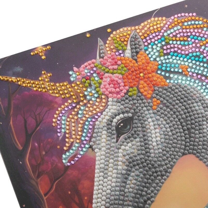 CRYSTAL ART Kit Carte à diamanter 18x18cm - Licorne enchantée