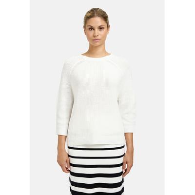 Rundhalspullover SMITH & SOUL, Damen, Gr. S, weiß, Strick, Material: 60% Baumwolle, 40% Viskose, bestickt, regular fit normal, Rundhals, Raglanärmel Rippbündchen, Pullover Rundhalspullover, mit verkürzten Ärmeln