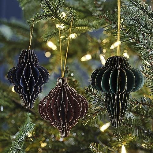 Ginger Ray Glitter Edge Honingraat Kerstboom Decoraties, 3 stuks