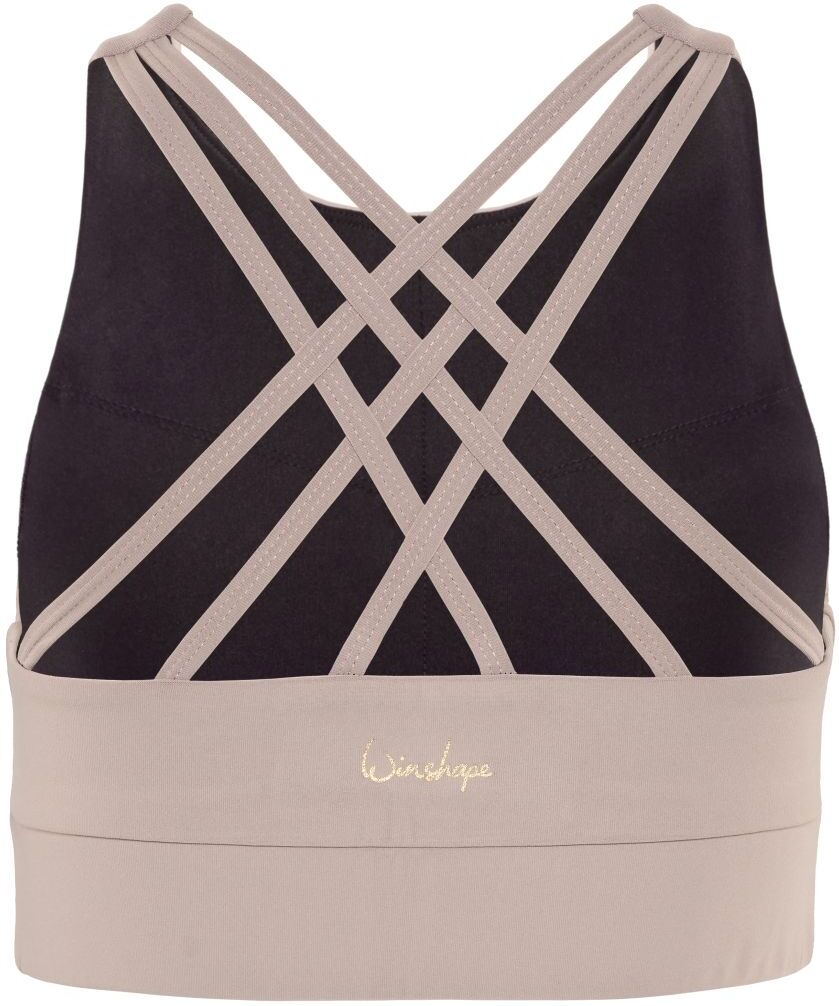 Sport-Bustier WINSHAPE "Functional Comfort Sport-BH SB103C", Damen, Gr. XXL, Normalgrössen, beige (cappuccino), 85% Polyester, 15% Elasthan, BHs Sport-Bustier, mit Rücken-Applikation cappuccino XXL, Normalgrössen