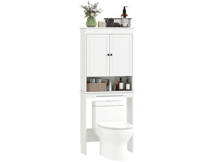Mobile au-dessus des WC 3 étagères Bois Blanc 65x22x161 cm