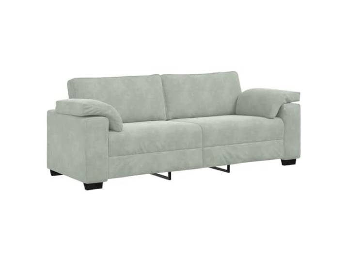 Coespram 3-Sitzer Couch Hellgrau 220x77x82 cm Samtsofa mit Kissen Samtweicher Polstersessel für Wohnzimmer und Empfangsbereich mit robustem Stahlgestell und zwei passenden Kissen.