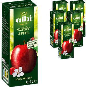 albi Saft milder Apfel, ohne Zuckerzusatz, 100% Fruchtgehalt, Trinkpäckchen, je 0,2 Liter, 5 Stück