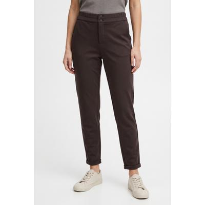 Stoffhose FREEQUENT "FQNANNI-ANKLE-PA", Damen, Gr. L, N-Gr, mole, Web, Obermaterial: 73% Polyester, 24% Viskose, 3% Elasthan, unifarben, bequem 7/8-Länge, Hosen Stoffhose, Sommerhose - knöchellänge und mit 2-Knopf-Verschluss