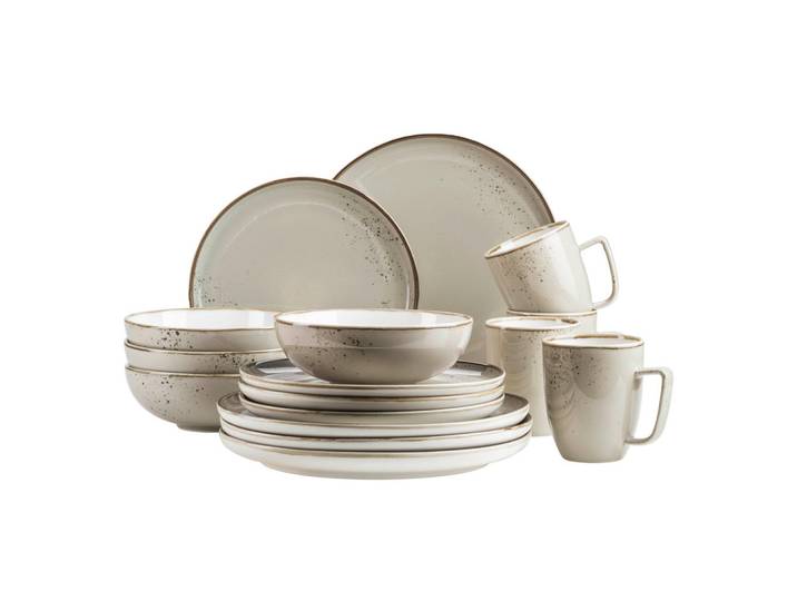 Mäser Kombiservice Pintar, Graugrün, Keramik, 16-teilig, 360 ml, Essen & Trinken, Geschirr, Geschirr-Sets, Kombiservice