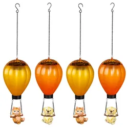 Solarleuchte LED Hängelampe Gartenleuchte Heißluftballon Hund Katze mehrfarbig, Metall Kunststoff, LED warmweiß, LxBxH 12x12x49 cm, 4er Set
