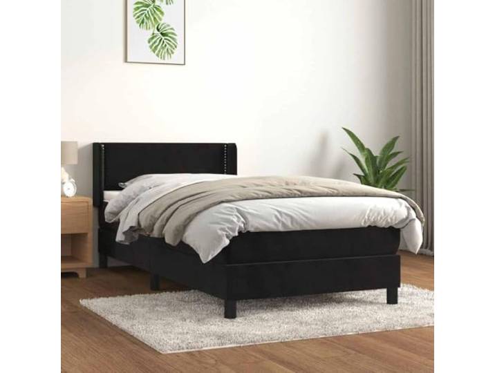 RJPLMFV Lattenrost mit Matratze, Velours, Schwarz, 100 x 200 cm Verstellbarer Kopf, Taschenfedern, Unterstützung für Rücken und Bauch, Bedienungsanleitung im Lieferumfang enthalten