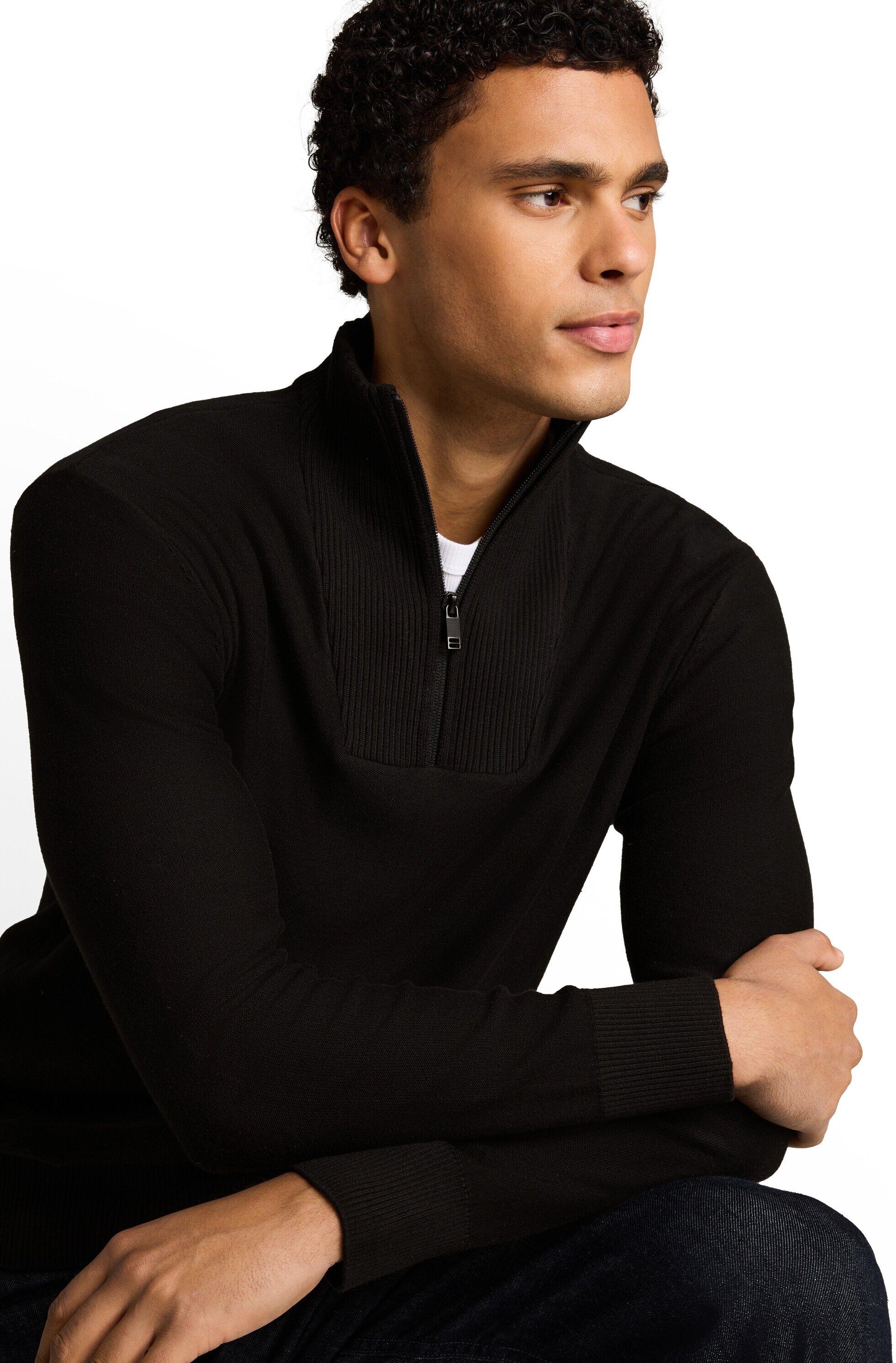 Strickpullover TOM TAILOR DENIM, Herren, Gr. XXL, schwarz, Strick, Obermaterial: 100% Baumwolle, regular fit taillenbedeckt, ohne Ausschnitt, Rippbündchen, Pullover Strickpullover, mit Rippbündchen schwarz XXL