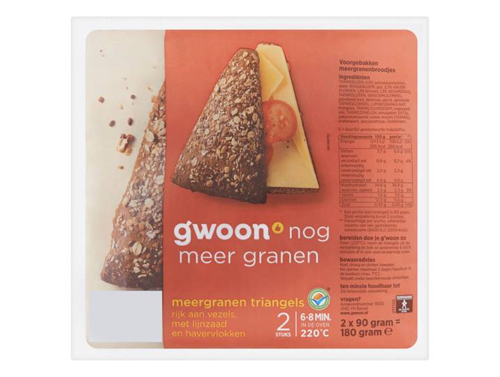G'woon Multigrain Driehoeken - 180 g