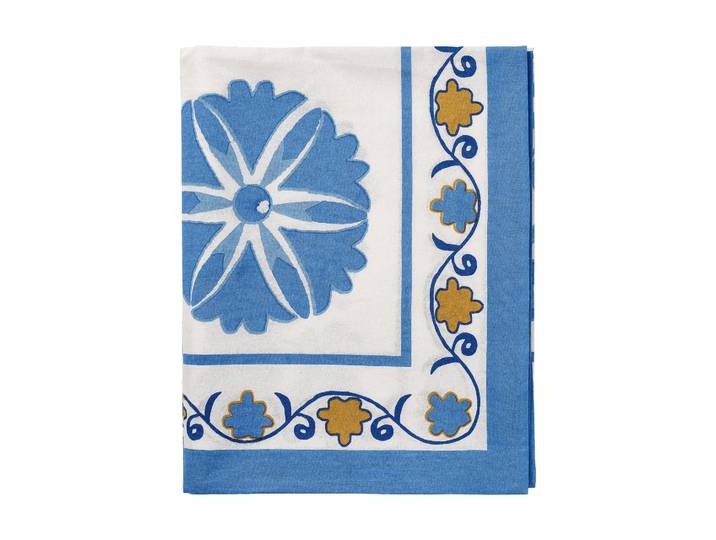 Pick a Poppy Suzani nappe Blue, 250x150 cm