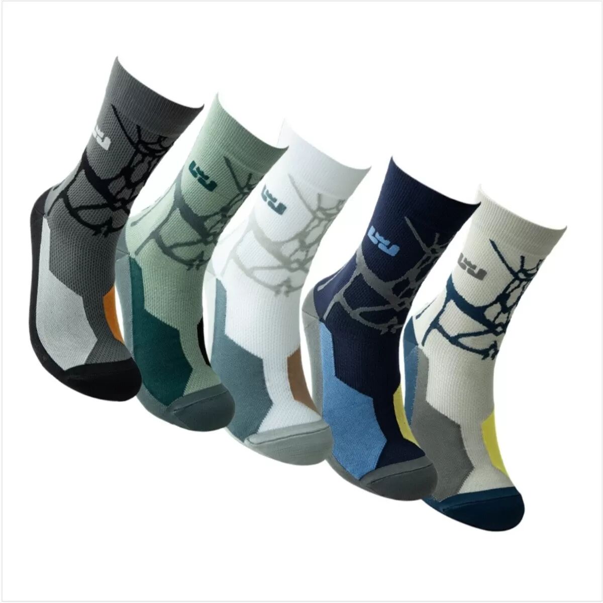 INF Professionelle Basketballsocken für Herren - Dicke Frotteesohle, Sportsocken (5 Paar)
