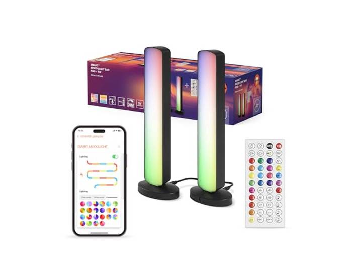 Osram SMART+ WIFI LED Stehleuchte, klein, schwarz, 2x 2,5W, 2x 480lm, regulierbares Weiß- & Farblicht, dimmbar, DIY- & Musikrhythmusfunktion, lange Lebensdauer, App-steuerbar, 2700-6500K