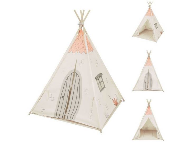 Kikkaboo Spielzelt Tipi 100 % Polyester, weiche Bodenmatte, Türe zum Öffnen und Schließen