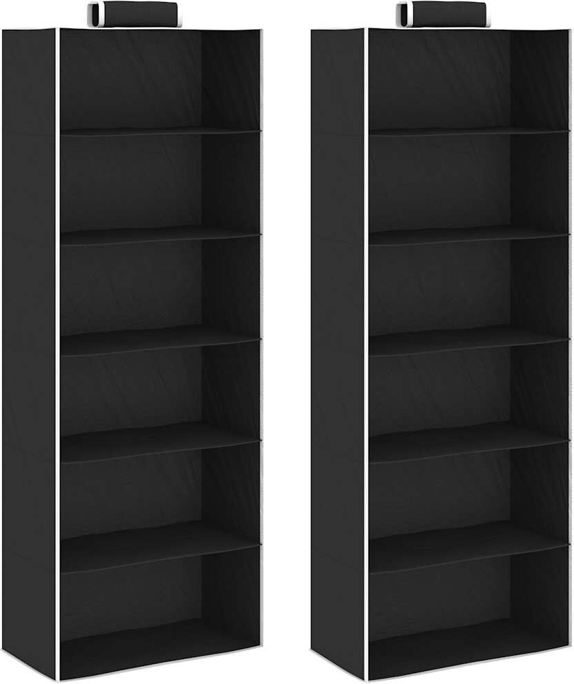 vidaXL Organizadores de armario colgantes 2 uds con 6 estantes tela Negro