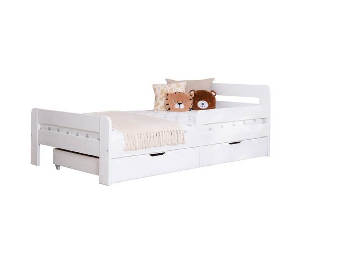 Ticaa Bettgestell Einzelbett Kinderbett Jugendbett Bennet mit, Einzelbett inkl. Rausfallschutz