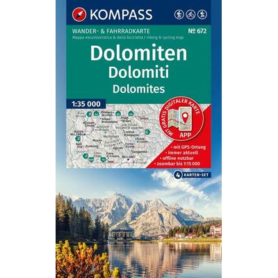KOMPASS Wanderkarten-Set 672 Dolomiten, Dolomiti, Dolomites (4 Karten) 1:35.000, Sonstige von , KOMPASS Freytag & Berndt, 978-3-99154-619-1