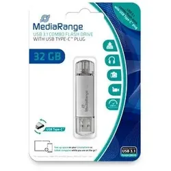 MediaRange MR936 USB-Stick 32 GB USB Type-A / USB Type-C 3.2 Gen 1 (3.1 Gen 1) Silber