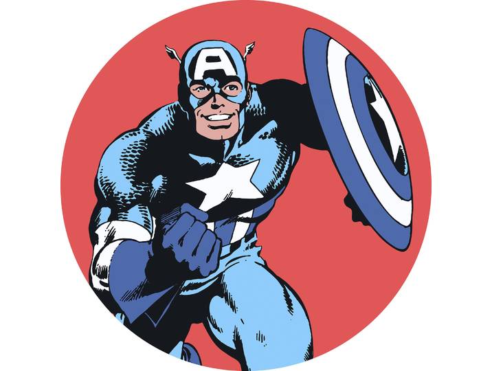 Wandtattoo KOMAR selbstklebendes Vlies, Marvel PowerUp Captain America, Gr. 125x125 cm , bunt, B:125cm H:125cm T:0,1cm Ø:125cm, Folie, Wandtattoos, Wandtattoo, rund und selbstklebend