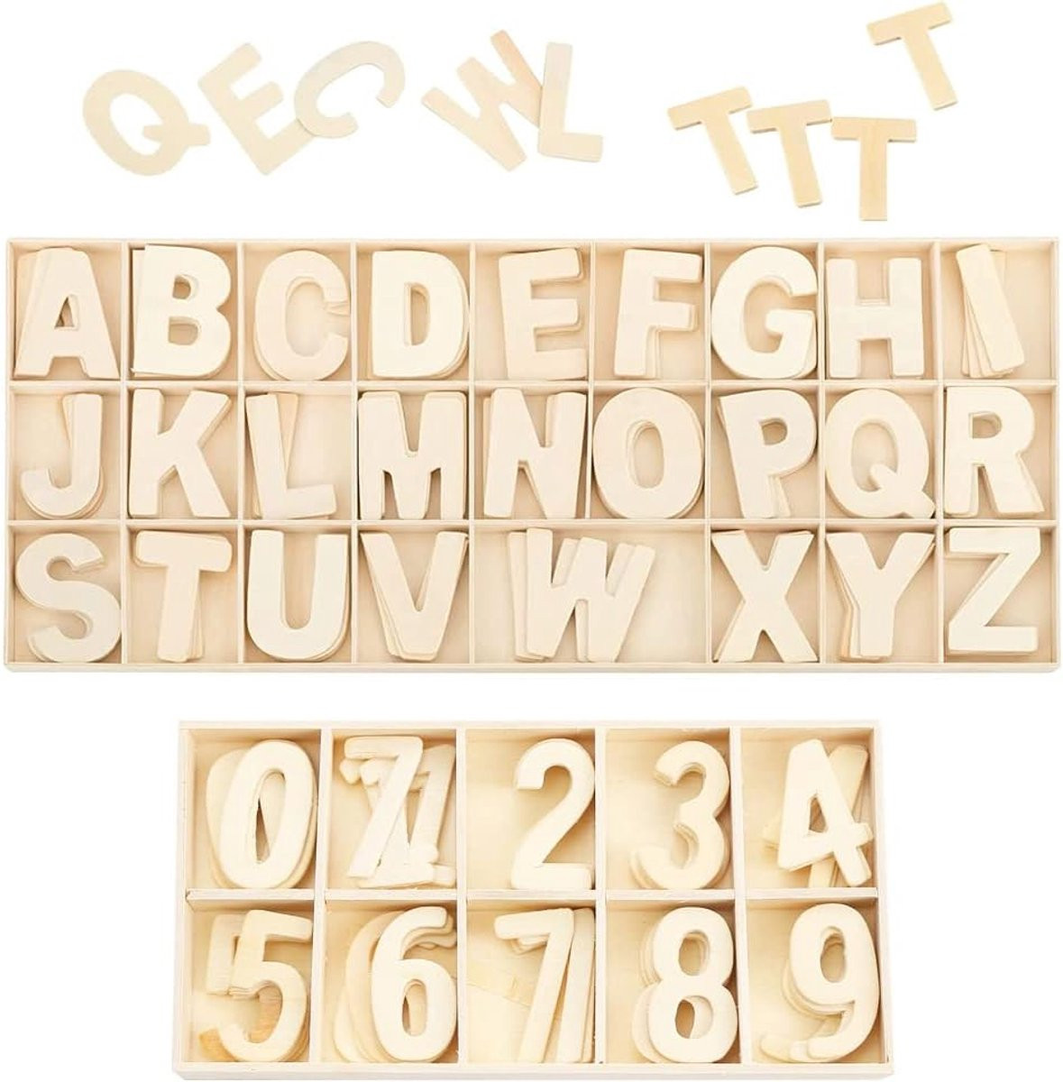 180 Stuks Houten Cijfers en Letters Set met Opbergvak voor Decoratie en Handwerk