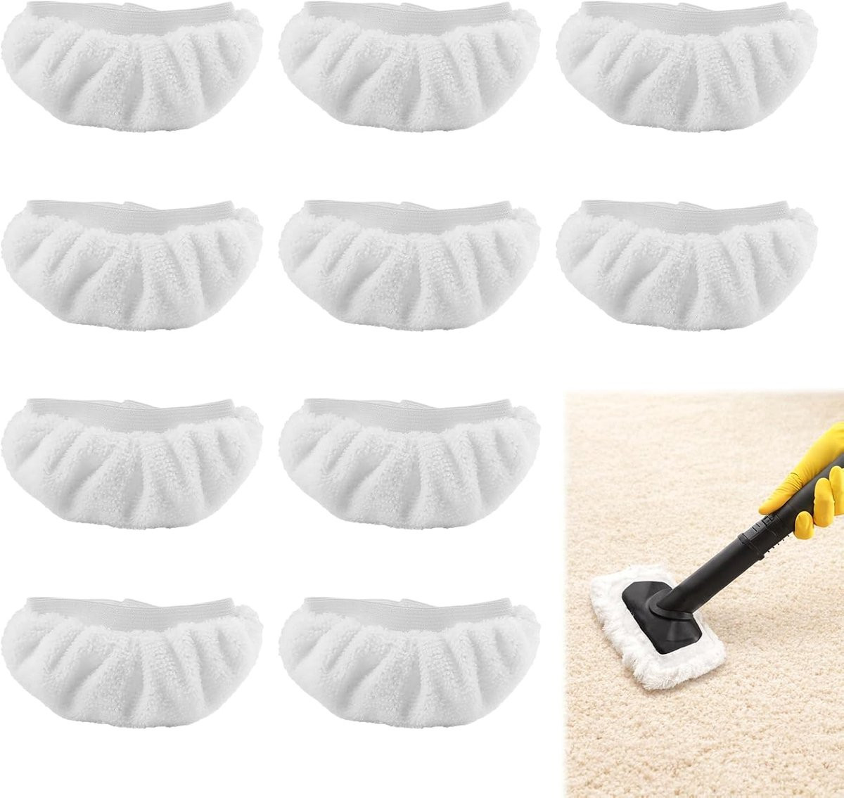 Set van 10 professionele microvezel reservehoezen voor stoomreinigers, universeel voor dieptereiniging van huishouden en badkamer, 14 x 7 cm
