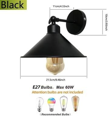 Useful Little Things Industrial Swing Arm Wall Lamp With Adjustable Joint And E27 Bulb Base In Matte Black black