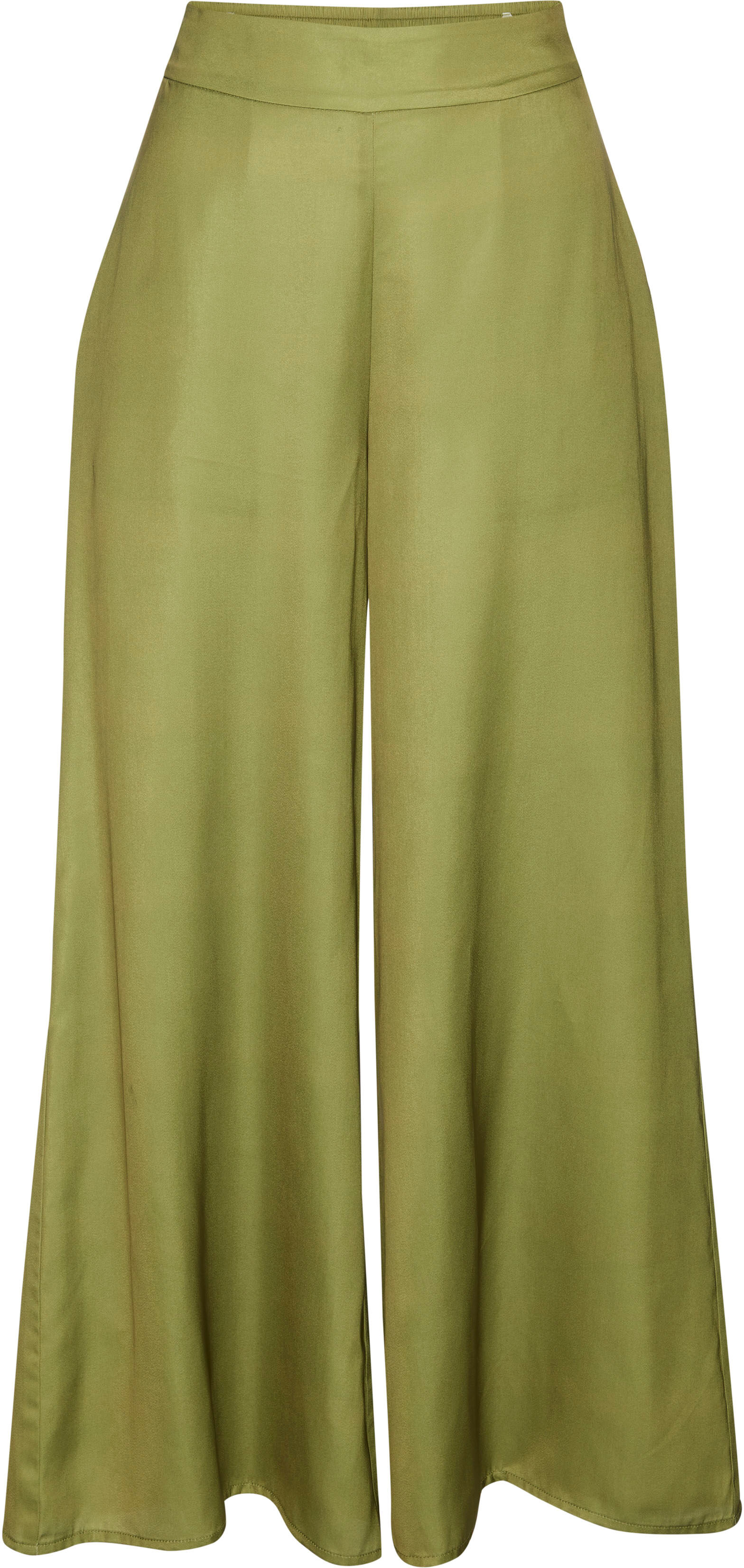 Webhose LASCANA "mit extra weitem Bein aus softer Satinqualität", Damen, Gr. 40, N-Gr, grün (moosgrün), Satin, Obermaterial: 100% Polyester, unifarben, figurumspielend lang, Hosen Webhose, luftige Sommerhose mit Taschen, elegant moosgrün 40, N-Gr