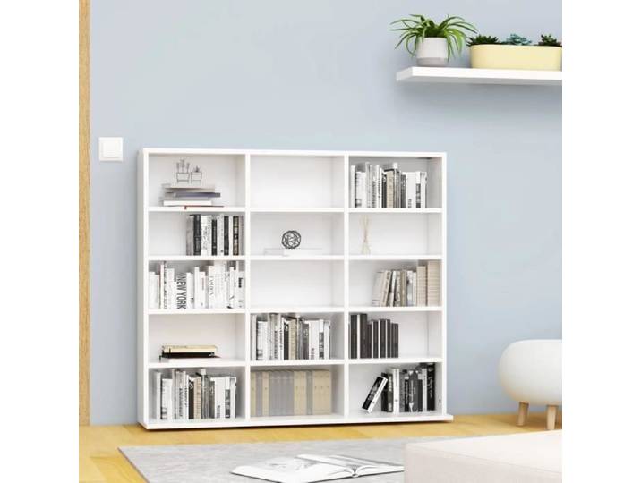 BEST-MEUBLE* Armoire à CD Meuble Étagère de Rangement pour CD et DVD Blanc 102x23x89 5cm(9316)