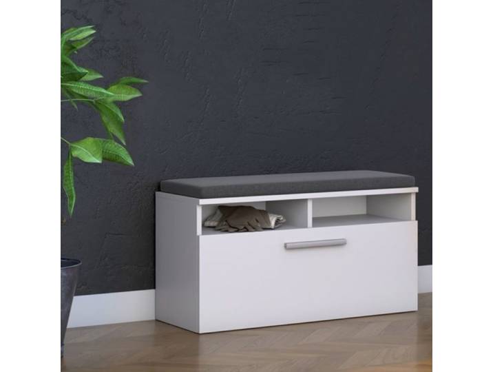Meuble à chaussures REVA Blanc - avec siège - 6 étagères