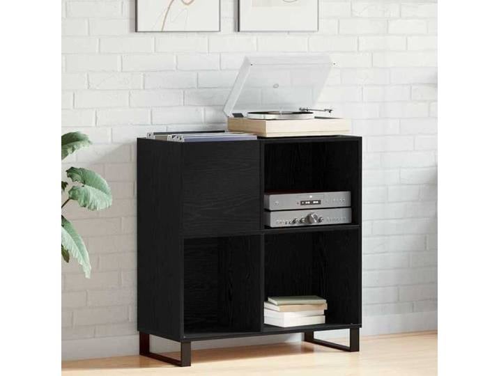 Cabinet multimédia Noir - Meuble à vinyles Chêne noir 85x38x89 cm Bois d'ingénierie A16346
