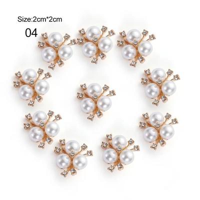 Rhinestone Pearl Flower Buttons Set Wedding DIY Craft Embellishments 04