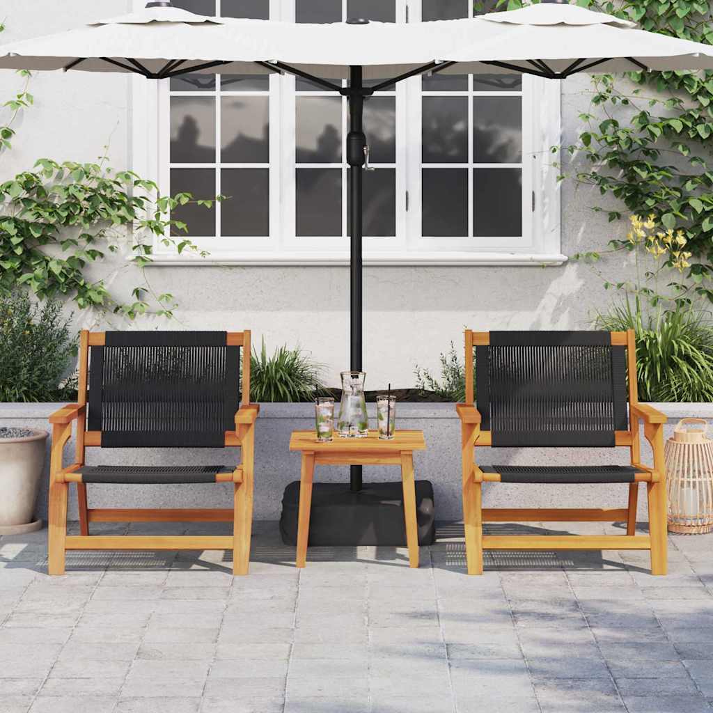 vidaXL Chaise de Détente de Jardin 2 pc Noir Bois d'Acacia Massif