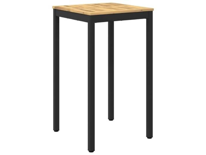 Keeushr Gartenbar-Tisch Weiß und Schwarz 60 x 60,5 x 105 cm Massives Akazienholz, Stahlbeine, duale Nutzung als Bar- und Esstisch, natürliche Holzmaserung, leicht zu reinigen